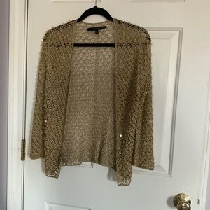 Metallic gold Mesh cardigan with spangles